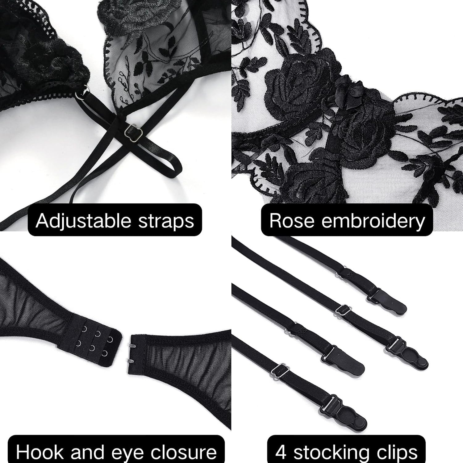 ROSVAJFY Women's Lace Lingerie Set 3-Piece — image 3