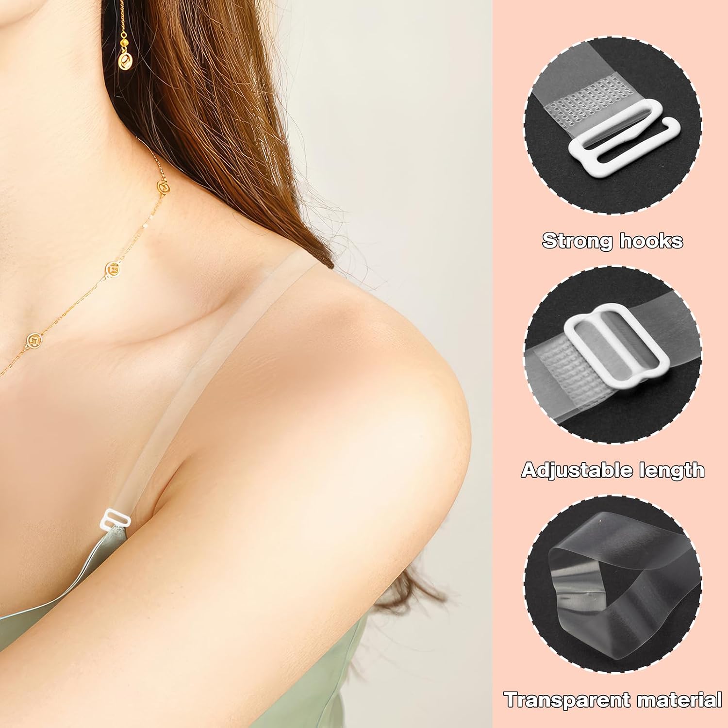 Qoaimu Adjustable Clear Invisible Bra Straps for Women — image 5