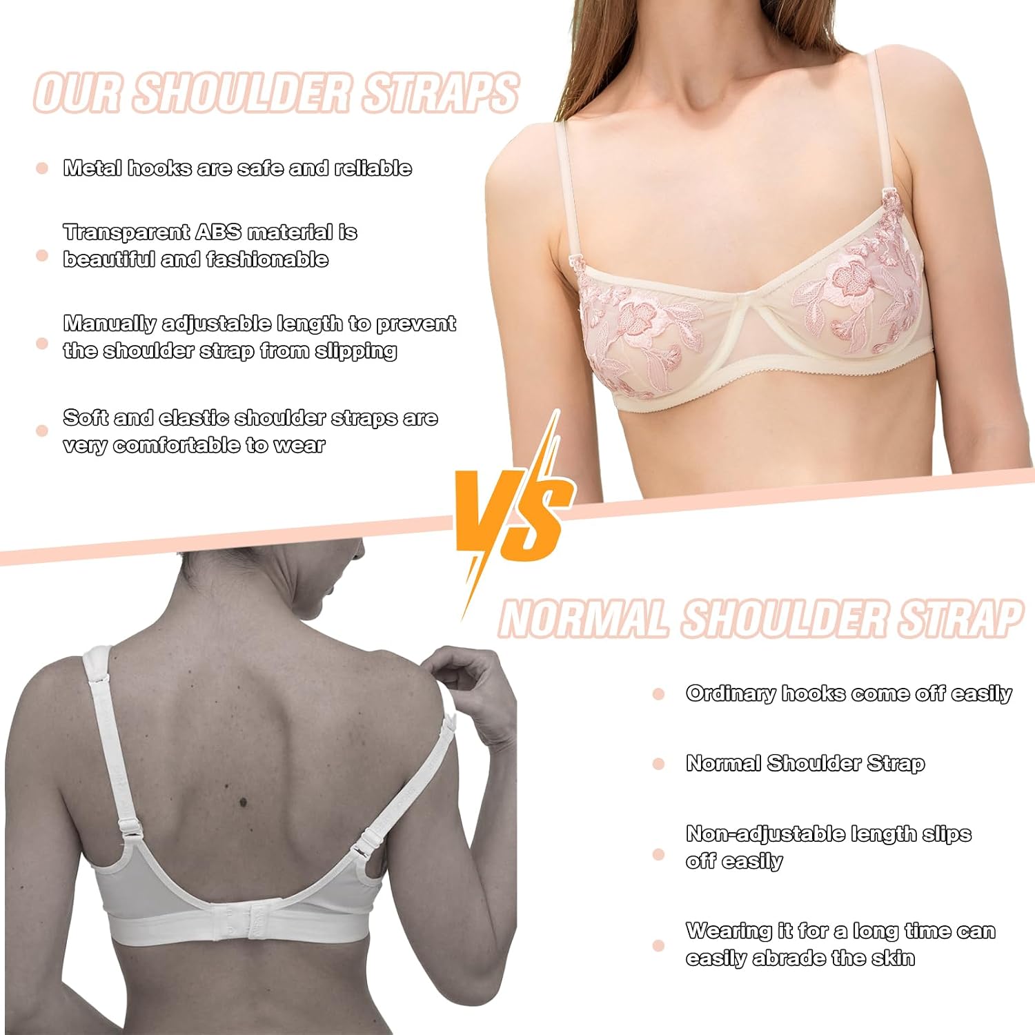Qoaimu Adjustable Clear Invisible Bra Straps for Women — image 6