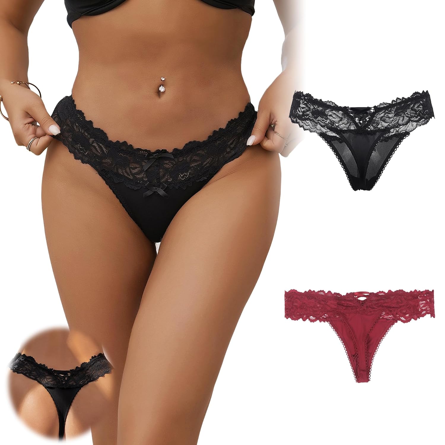 ohyeahlady Women's Cheeky Silk Thong Panties