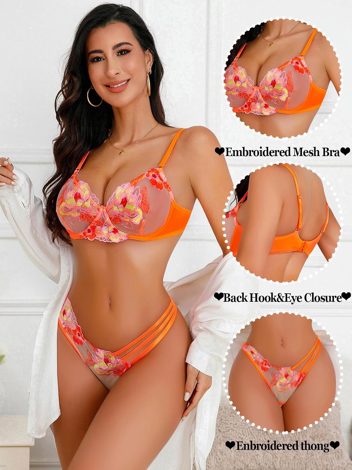 Aranmei Floral Embroidered Lace Push Up Bra — image 3