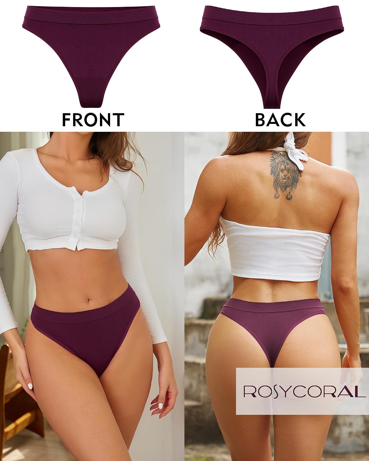 ROSYCORAL High Waisted Seamless Thong 6-Pack — image 2