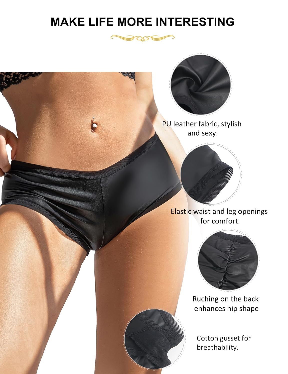 ohyeahlady Faux Leather Ruched Bikini Booty Shorts — image 4