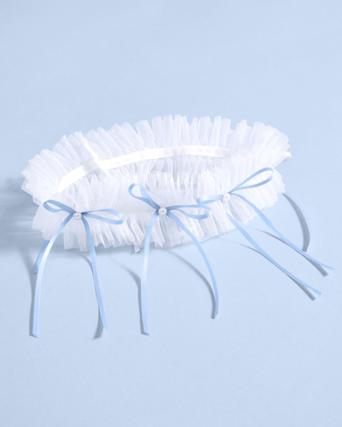 xo, Fetti White Tulle Ruffle Bridal Garter — image 3