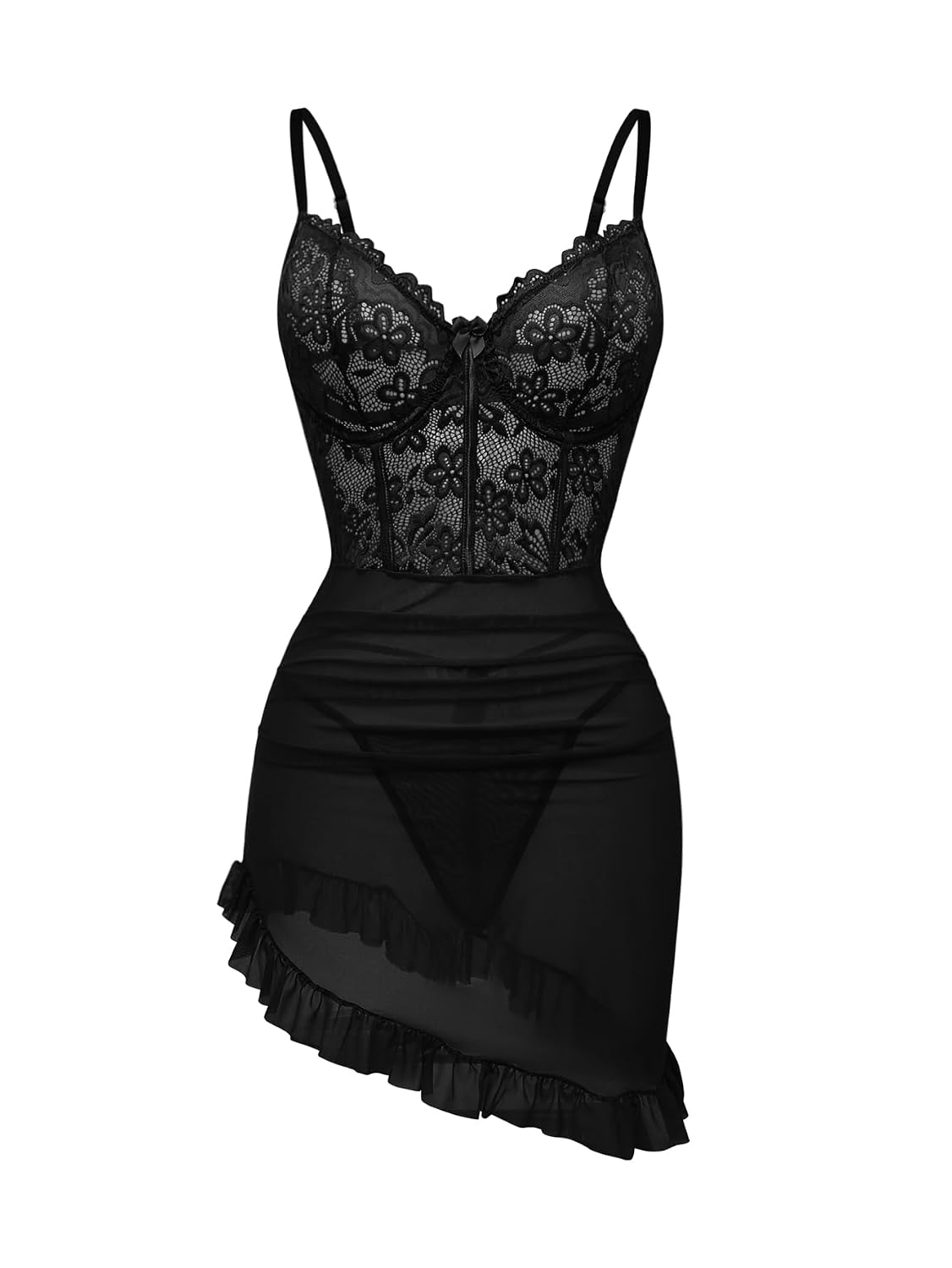 Foxiny Underwire Lace Ruched Bodycon Lingerie Dress — image 6