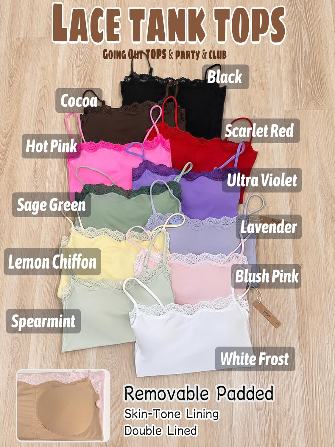 Starrylion Padded Lace Crop Tank Top — image 3