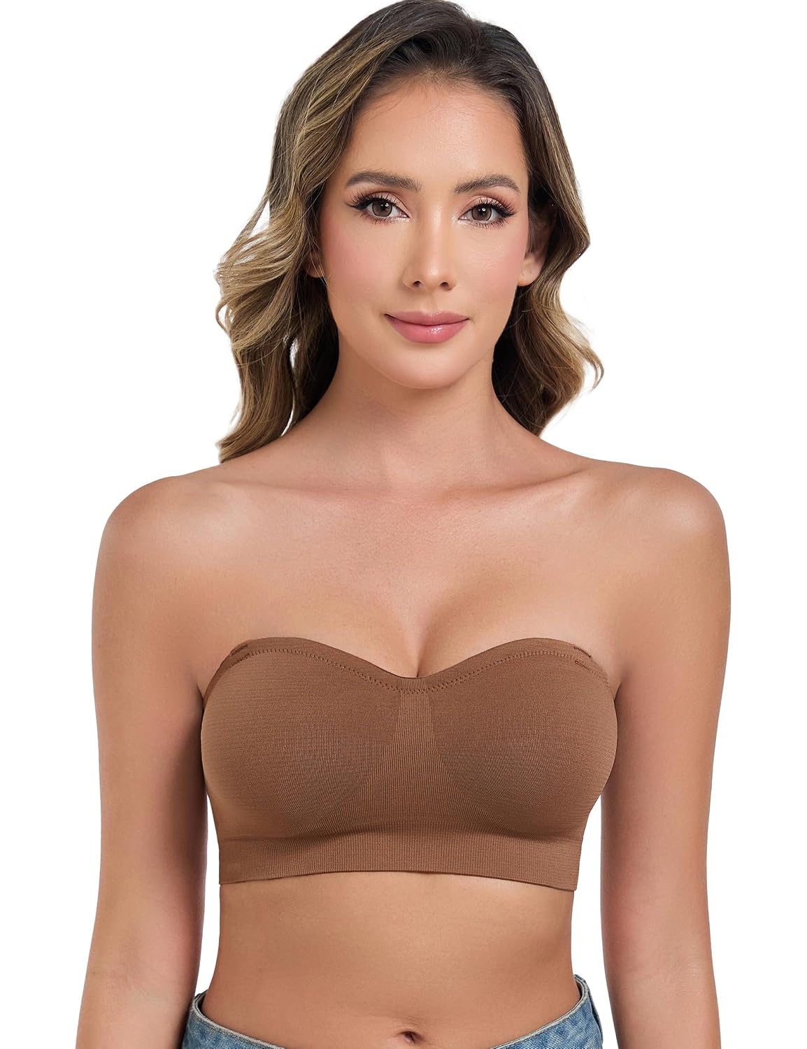 ANGOOL Wirefree Non-Slip Strapless Bandeau Bra