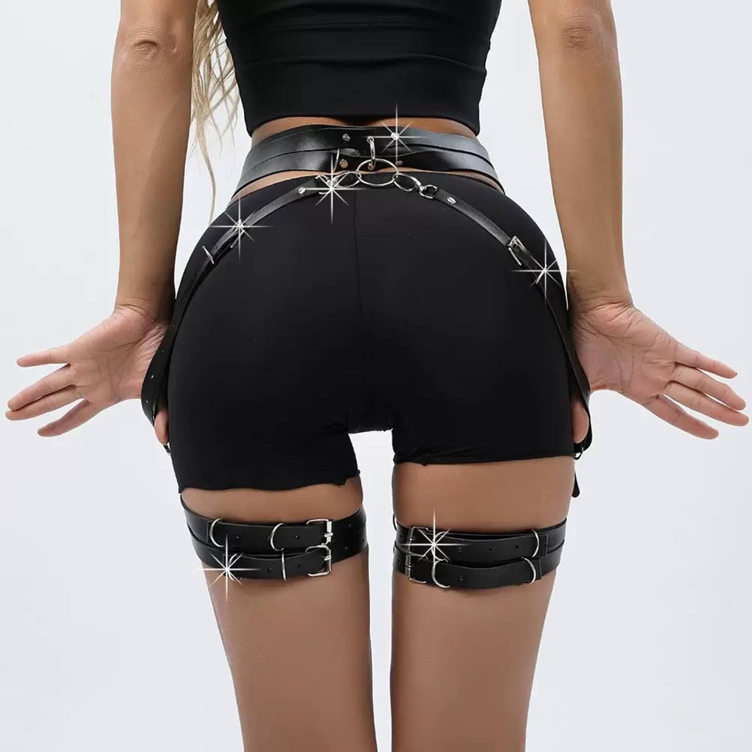 PRIOUTZ Women's PU Leather Body Chain Harness — image 8
