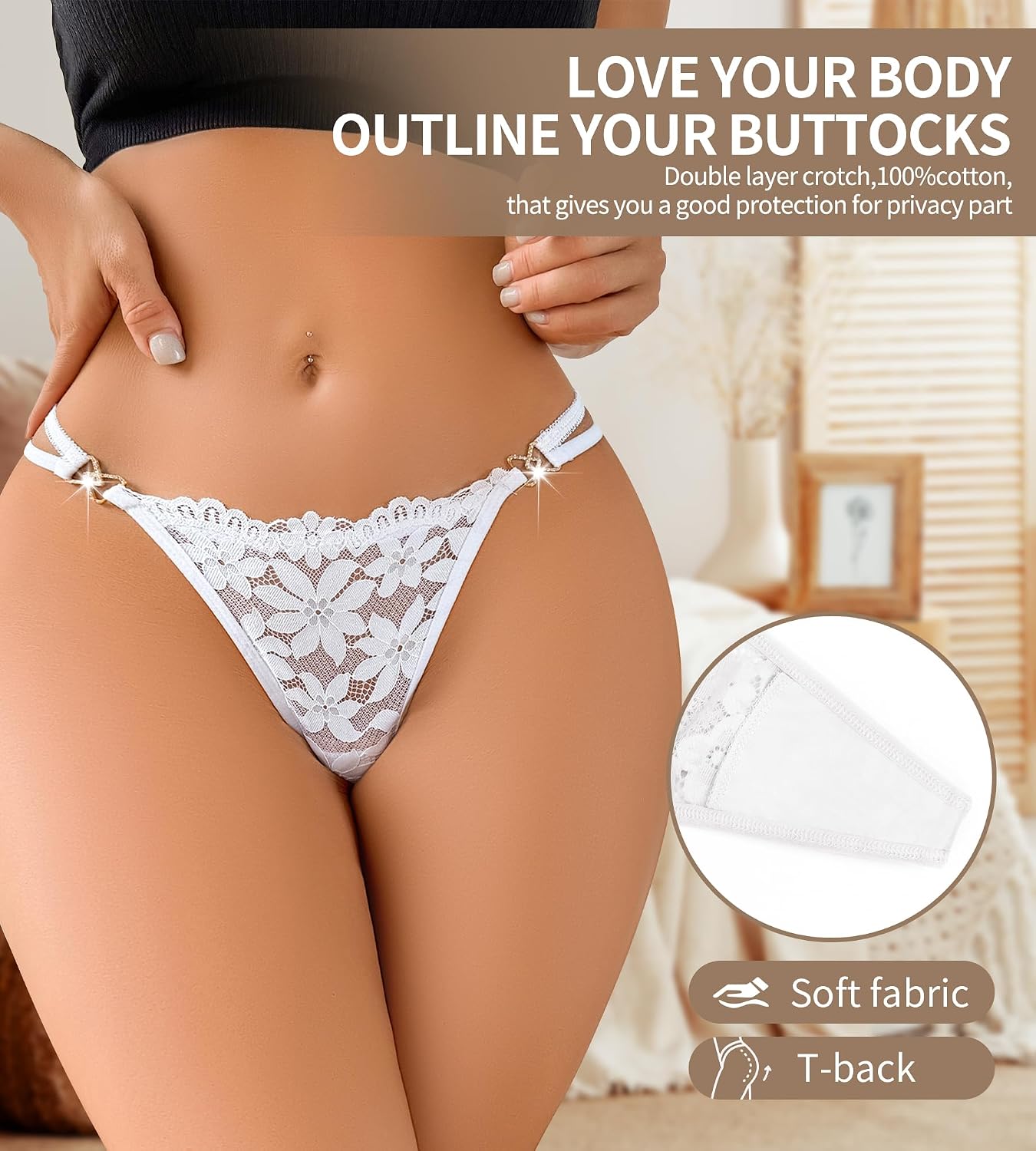 YIFVTFCK Women's Lace T-Back G-String Thong — image 2