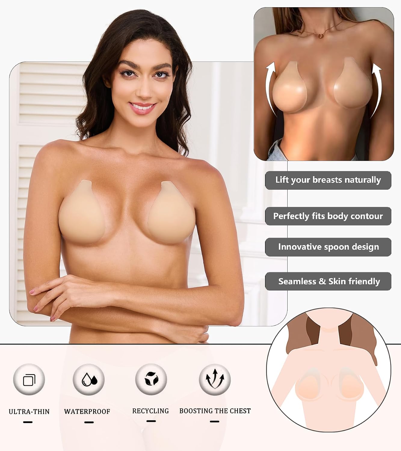 Bontierie Ultra-Thin Sticky Push Up Bra Pasties — image 2