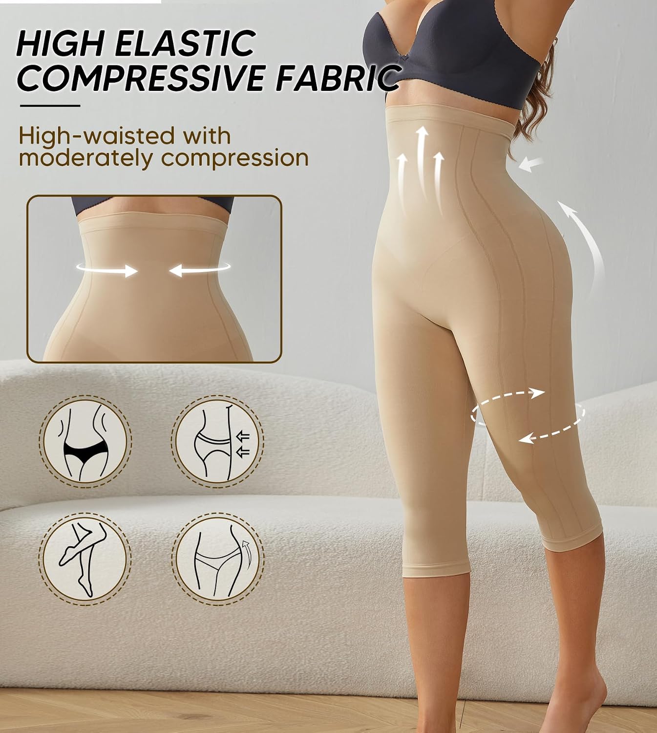 Suprenx High Waisted Capri Shapewear for Women — image 4