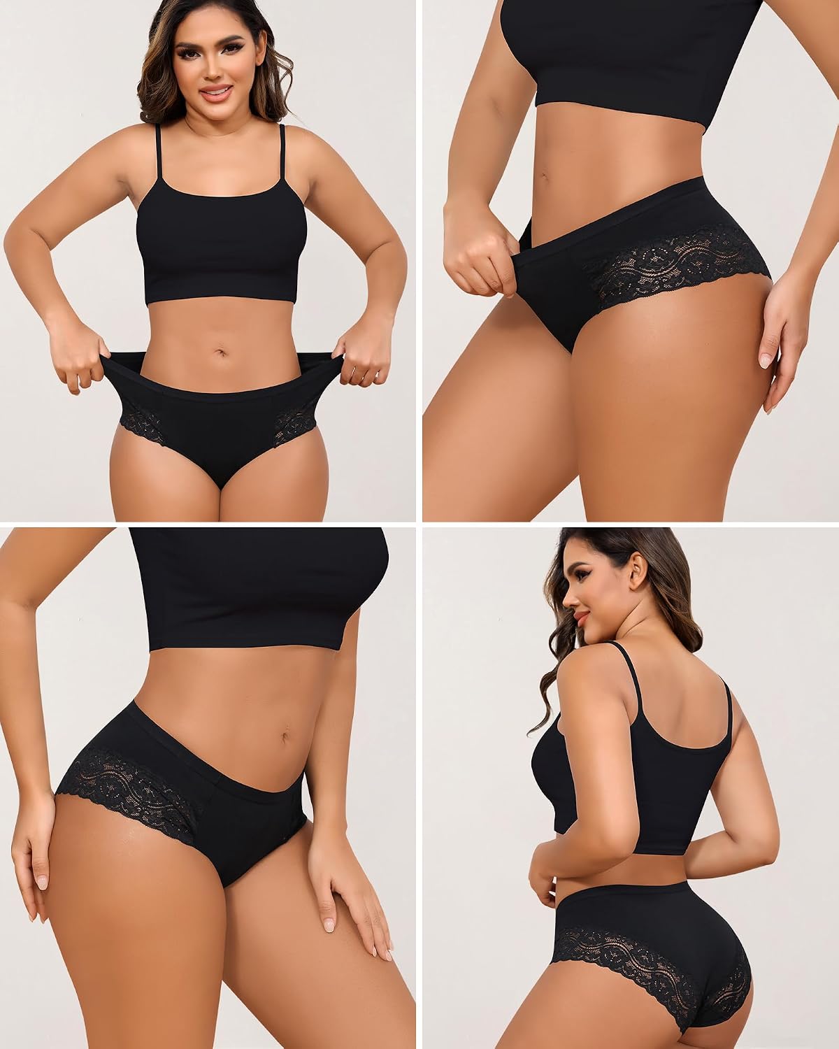 LEVAO Cotton Lace Cheeky Bikini Panties 6 Pack — image 2