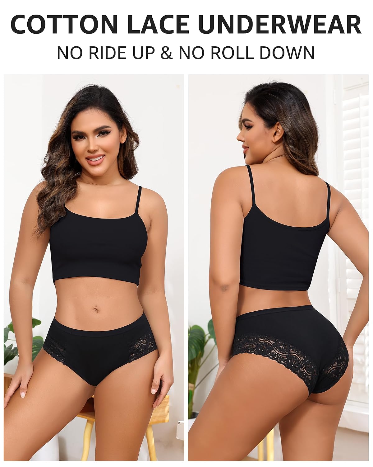 LEVAO Cotton Lace Cheeky Bikini Panties 6 Pack — image 3