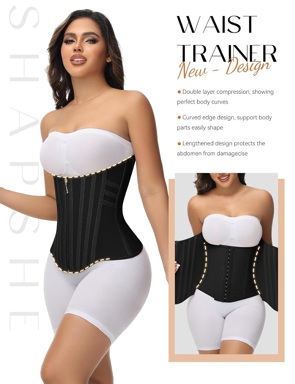 SHAPSHE Waist Trainer with Zipper and Hooks — image 3