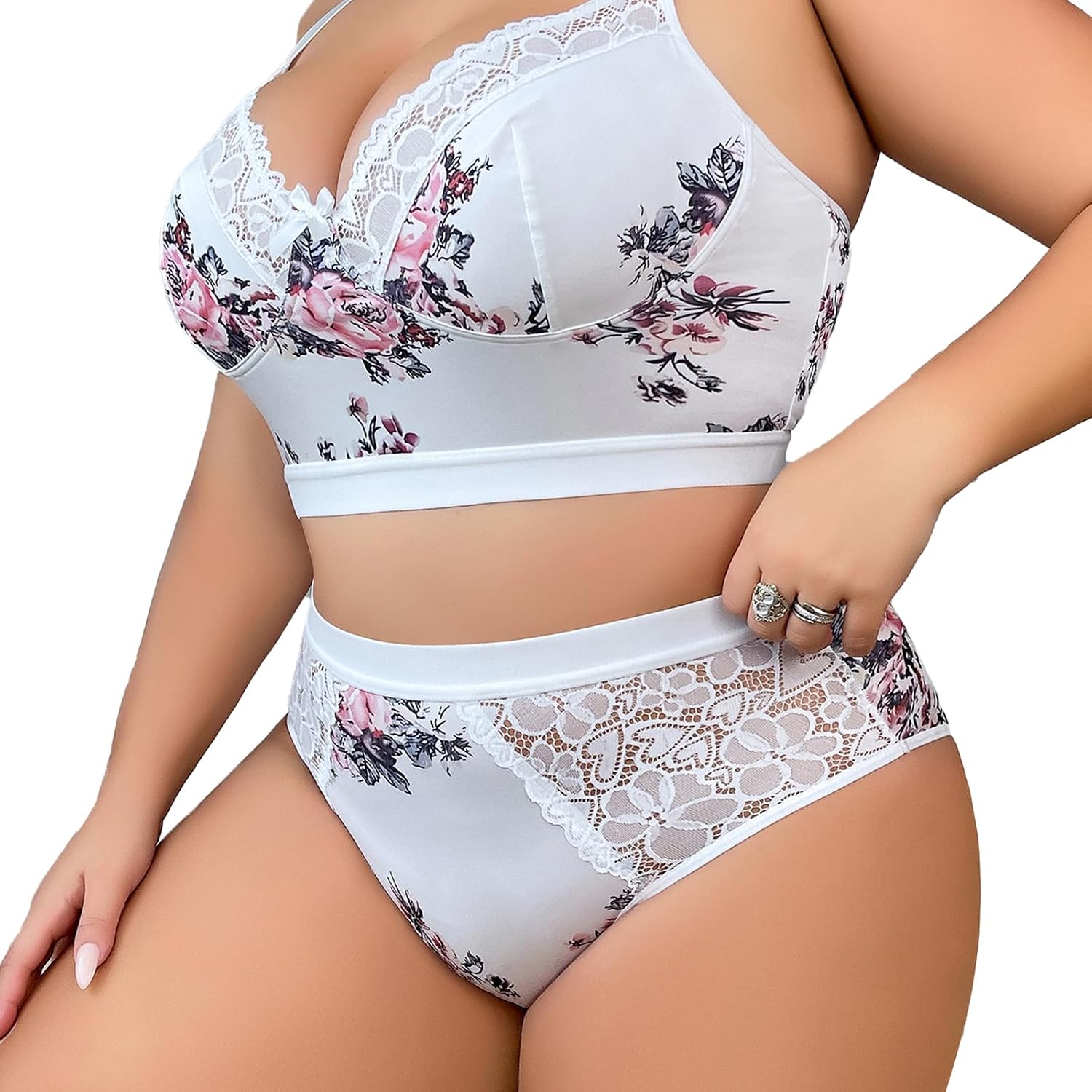 SecWpnConfy Plus Size Sheer Lace Lingerie Set — image 5