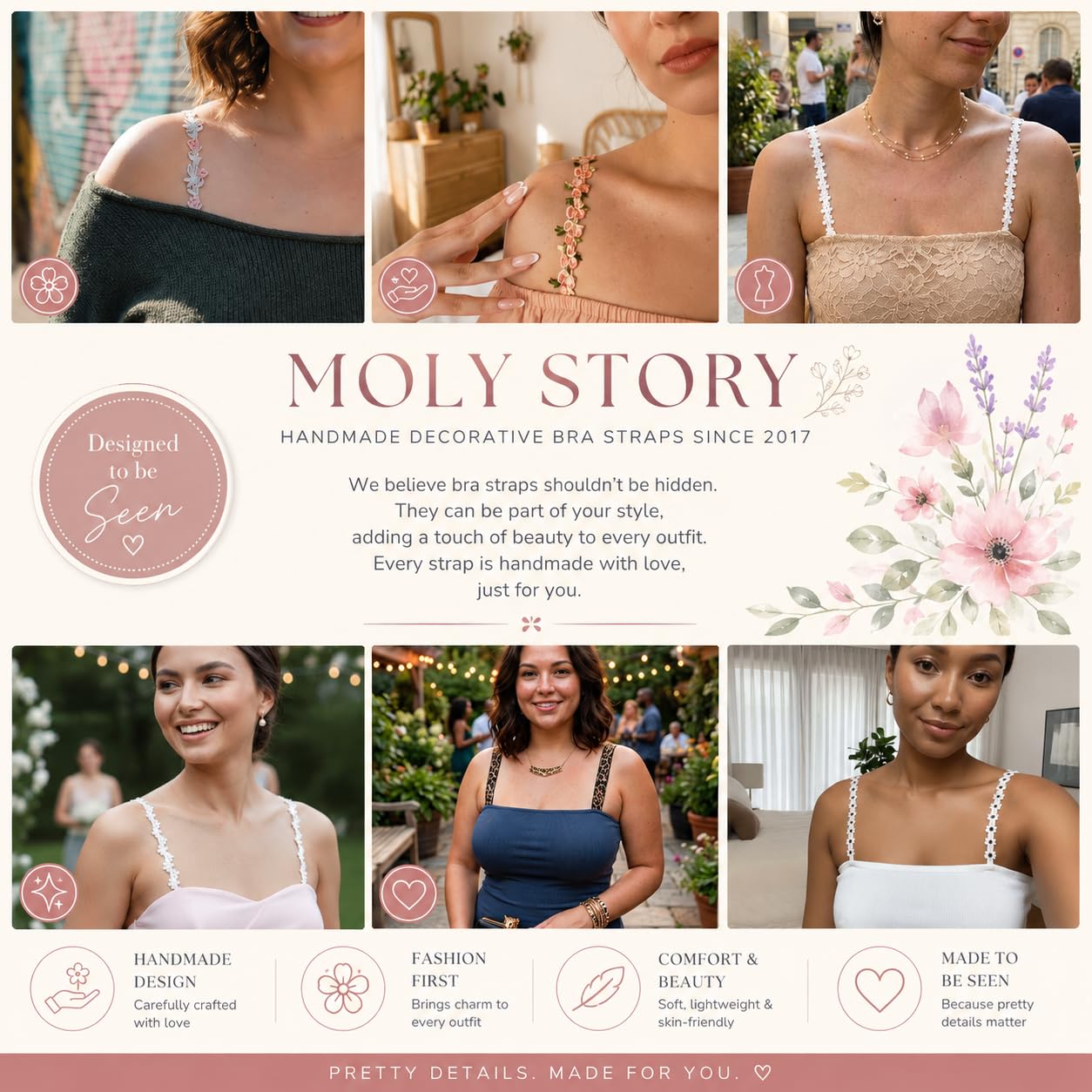 Moly Story Decorative Flower Lace Bra Straps — image 2