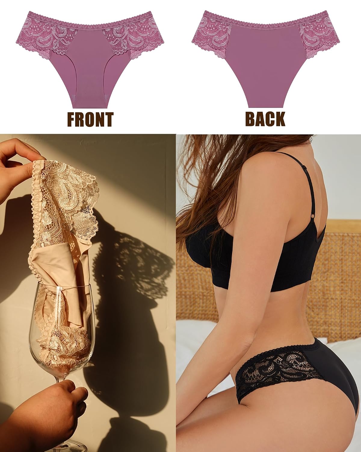 ROSYCORAL Lace Seamless Cheeky Panties 5-Pack — image 2