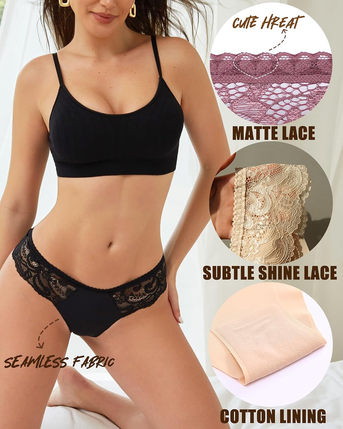 ROSYCORAL Lace Seamless Cheeky Panties 5-Pack — image 4