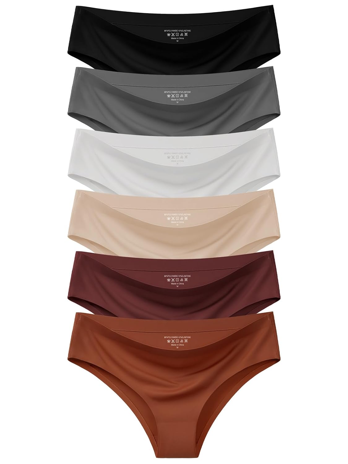 AIVEITE Women's Seamless Cheeky Bikini Panties 6-Pack