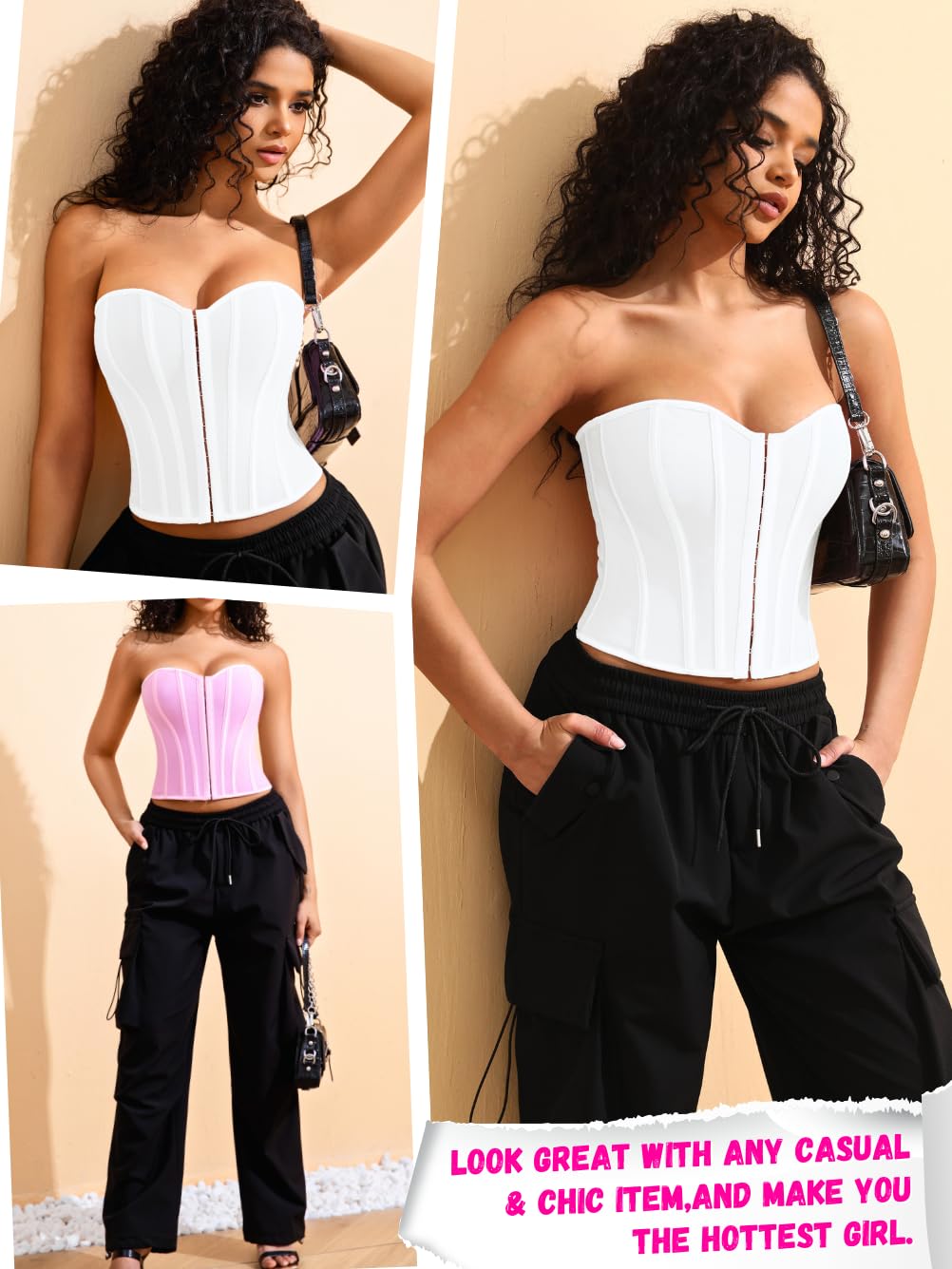ChiaoLezhee Strapless Lace Up Corset Crop Top — image 4