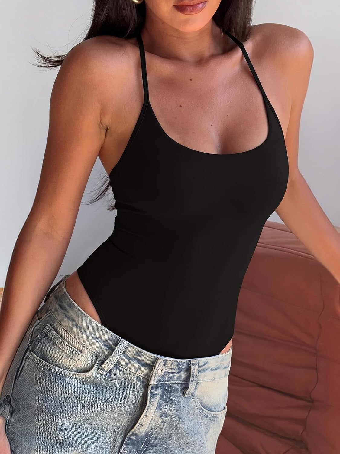 REORIA Women's Scoop Neck Backless Bodysuit — image 2