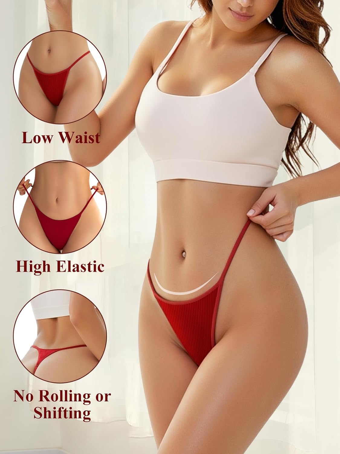 PNQUNZ Cotton Low Rise G-String Thong 6-Pack — image 3