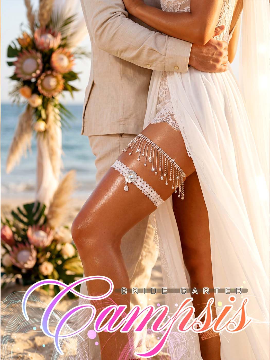 Campsis Rhinestone Bridal Garter Set — image 7