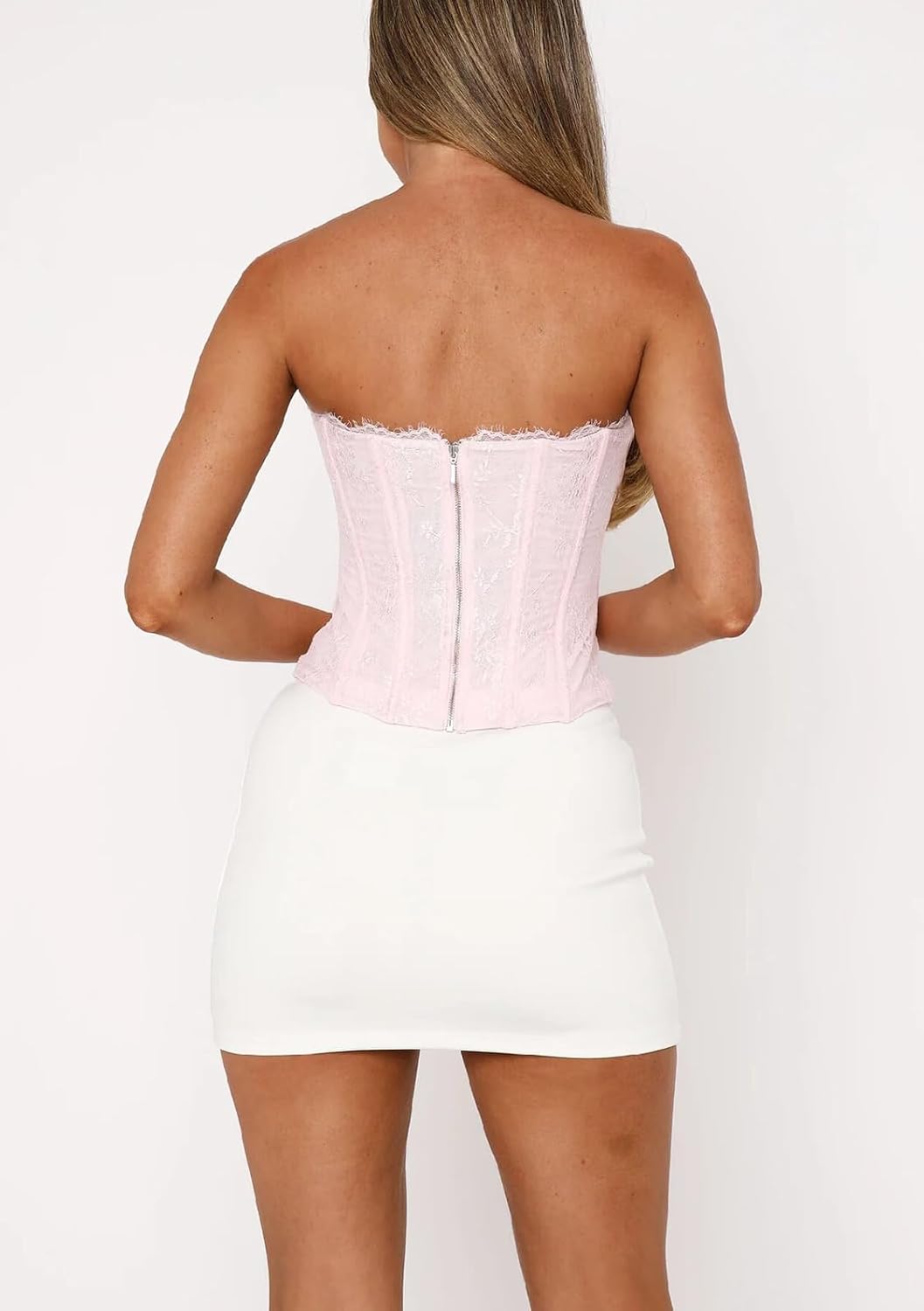 YADMISU Lace Up Rhinestone Corset Bustier Top — image 2