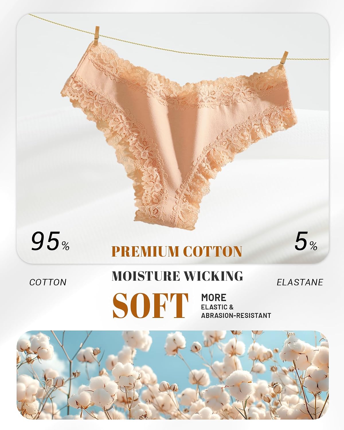 FINETOO Women's Lace Cheeky Low Rise Panties 6-Pack — image 6