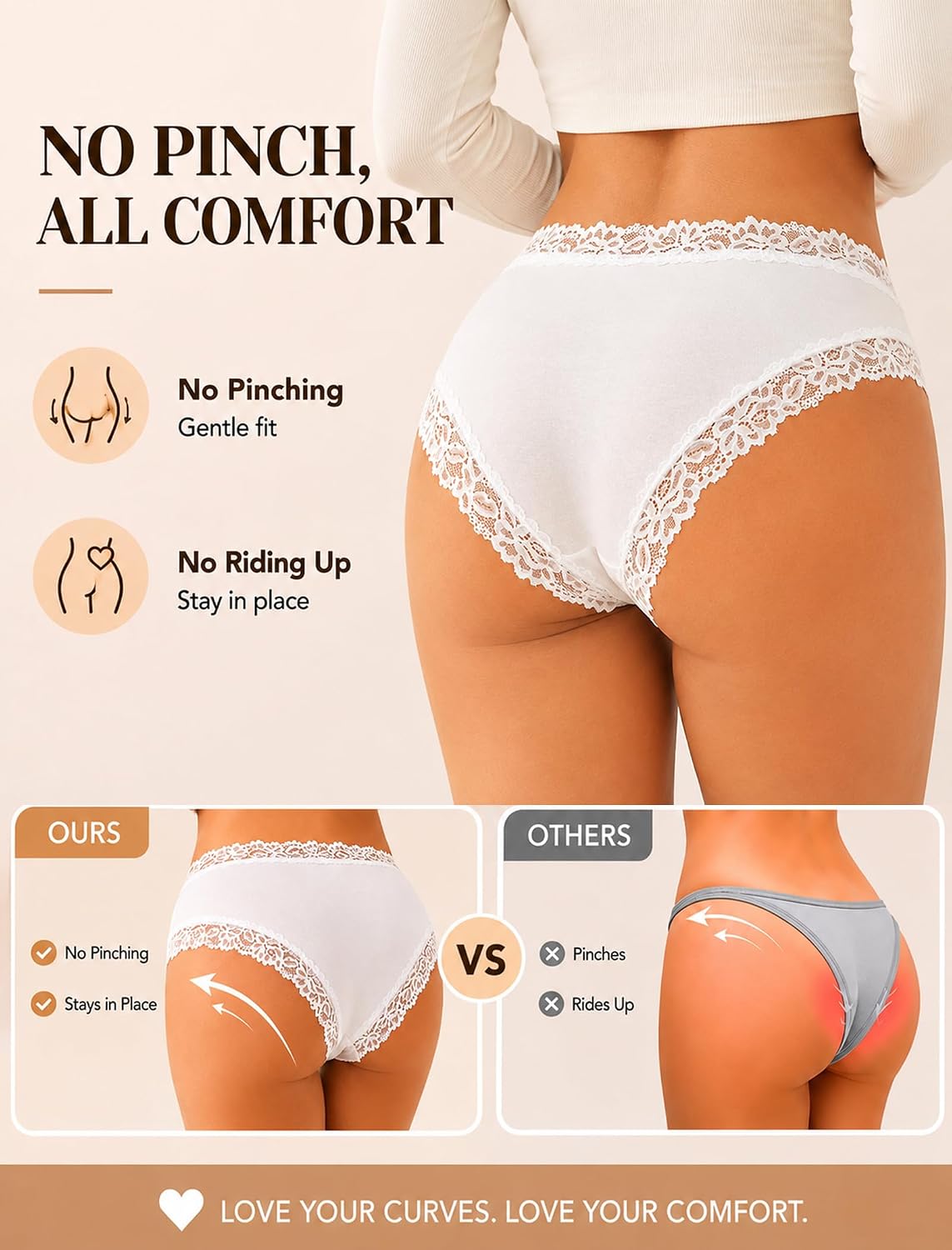 ALL OF SHE Women's Cheeky Lace Bikini Panties Pack — image 5