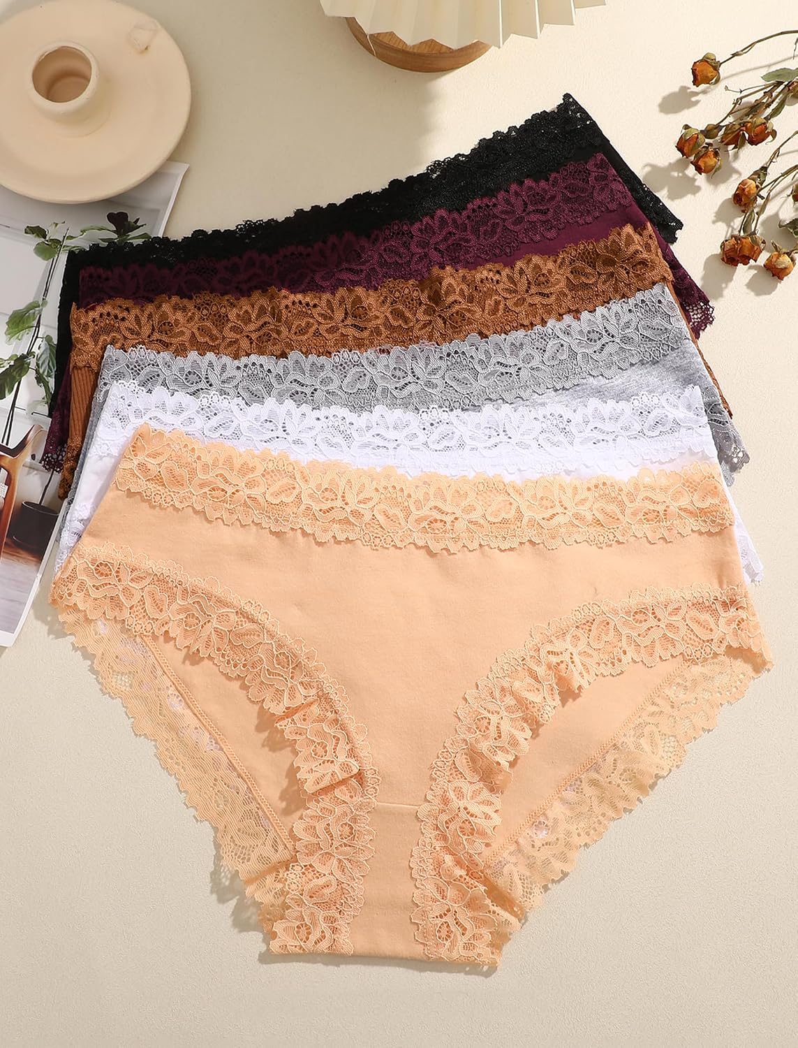 ALL OF SHE Women's Cheeky Lace Bikini Panties Pack — image 8
