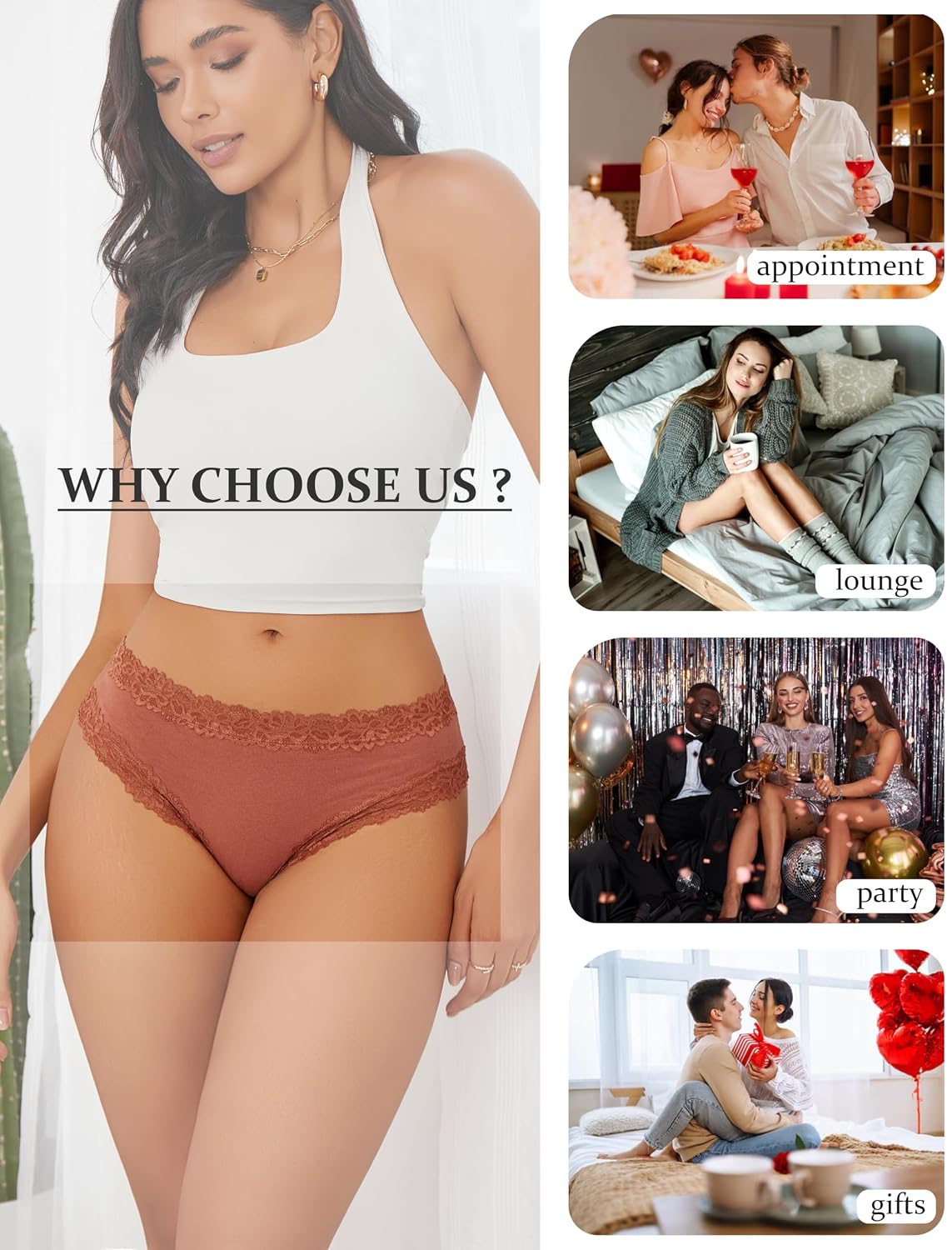 ALL OF SHE Women's Cheeky Lace Bikini Panties Pack — image 9