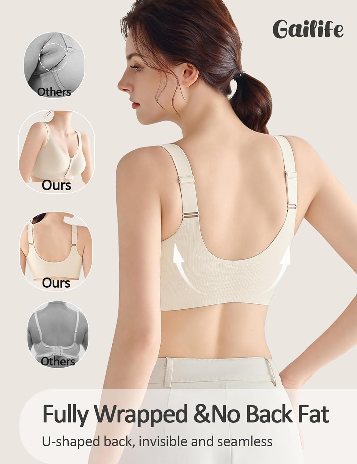 Gailife Wireless Front Closure Mastectomy Bralette — image 3
