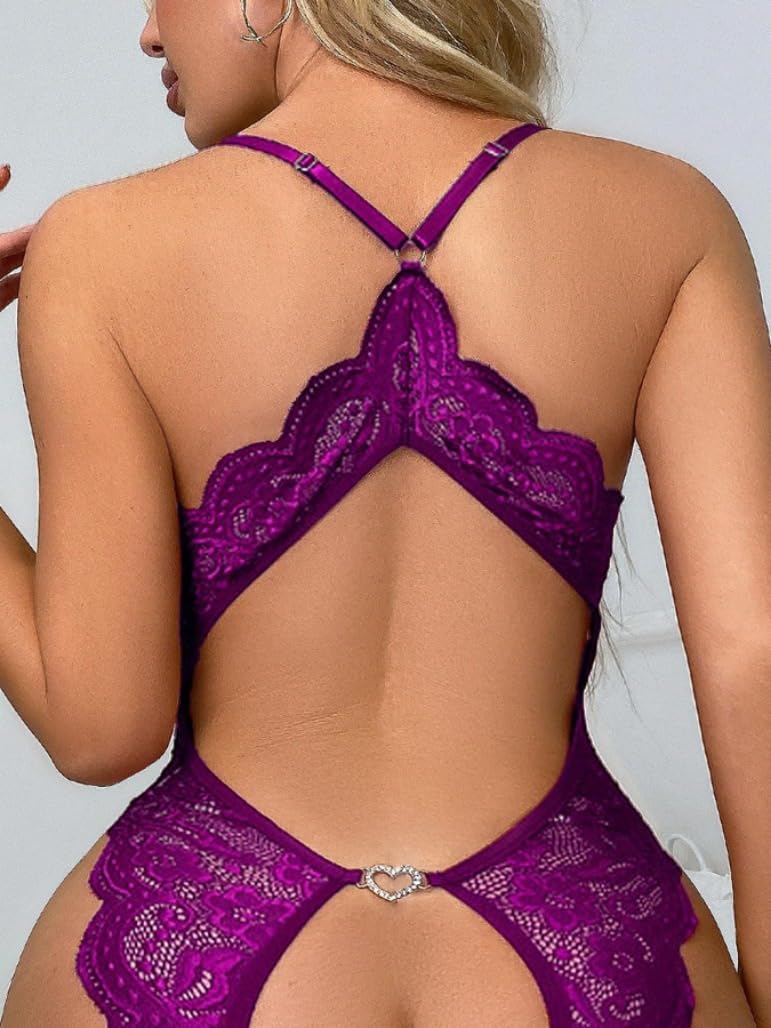 Yoeenstu Deep V Lace Babydoll Teddy — image 3