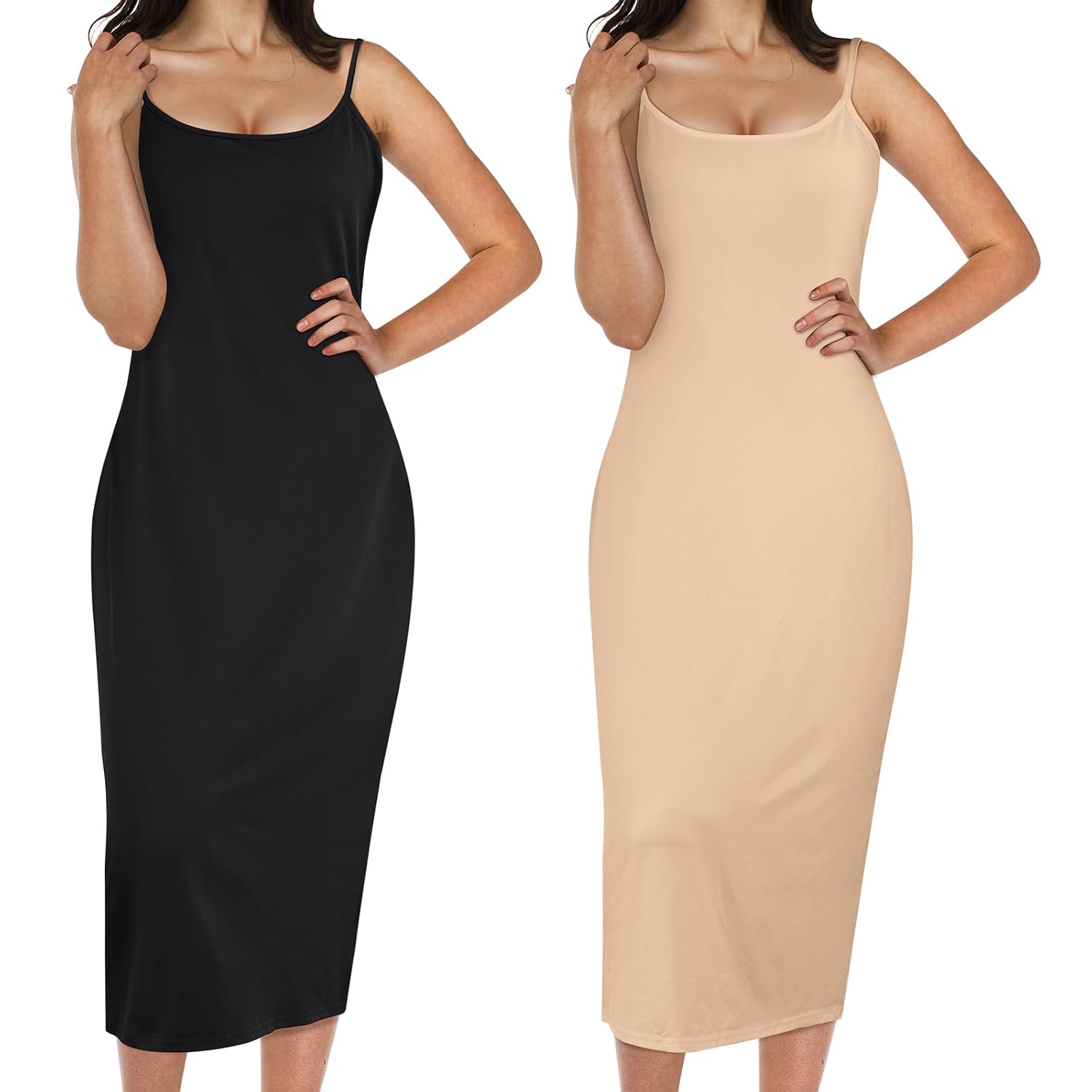 Jiuguva Women's Adjustable Spaghetti Strap Slip Dress