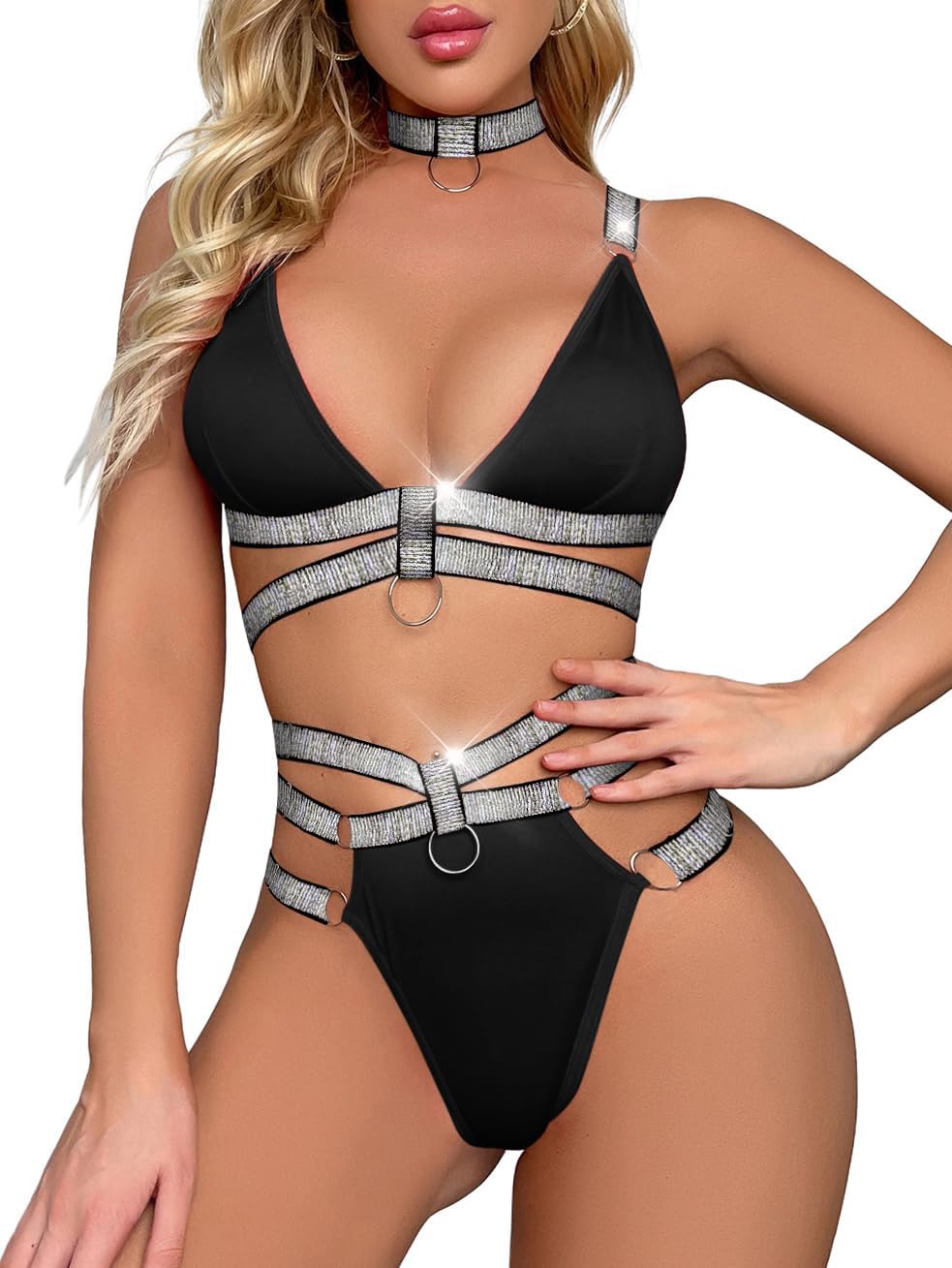 Lilosy 3-Piece Strappy Harness Lingerie Set — image 3