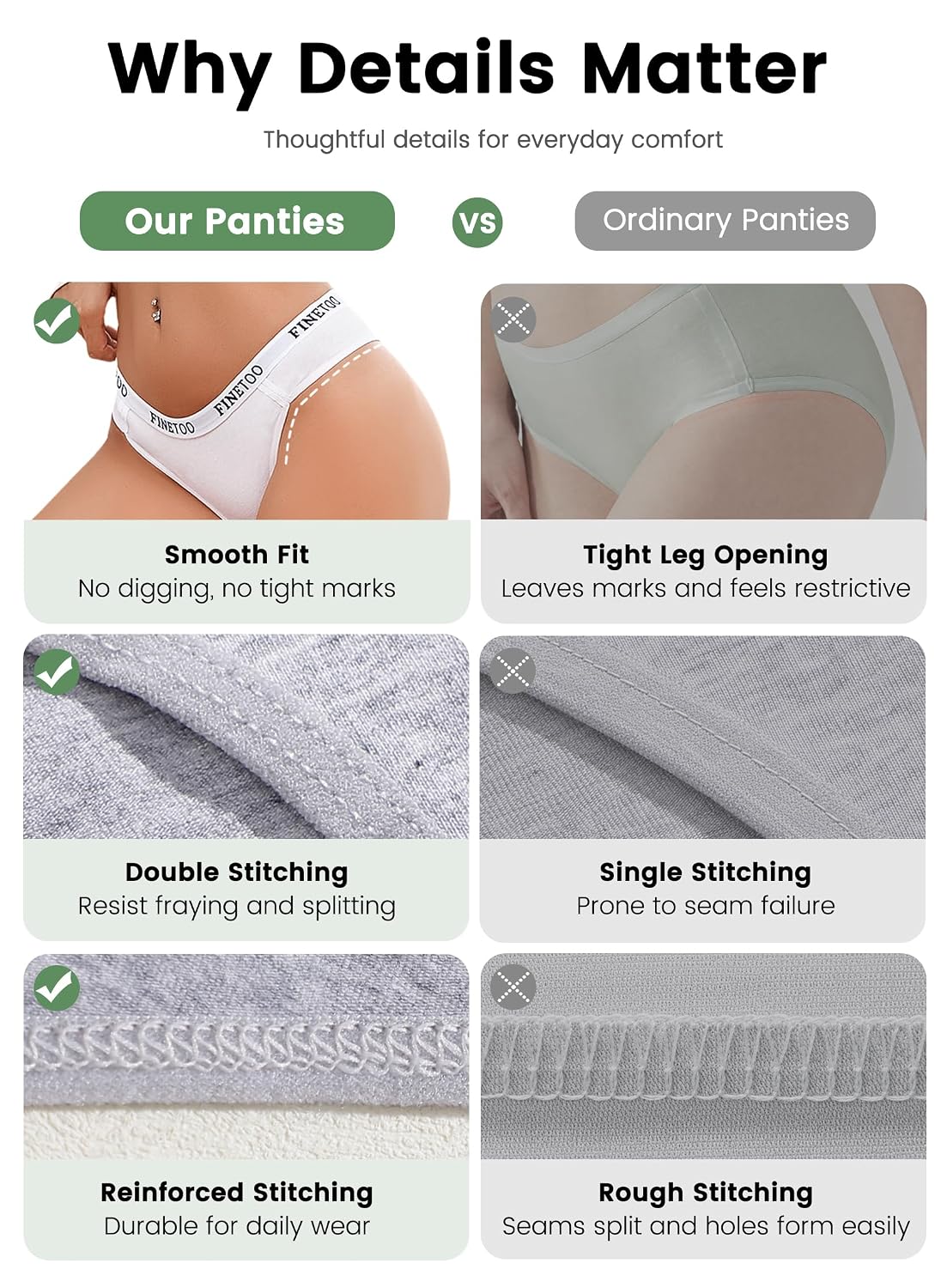 FINETOO Cheeky Cotton Bikini Panties 5-Pack — image 5