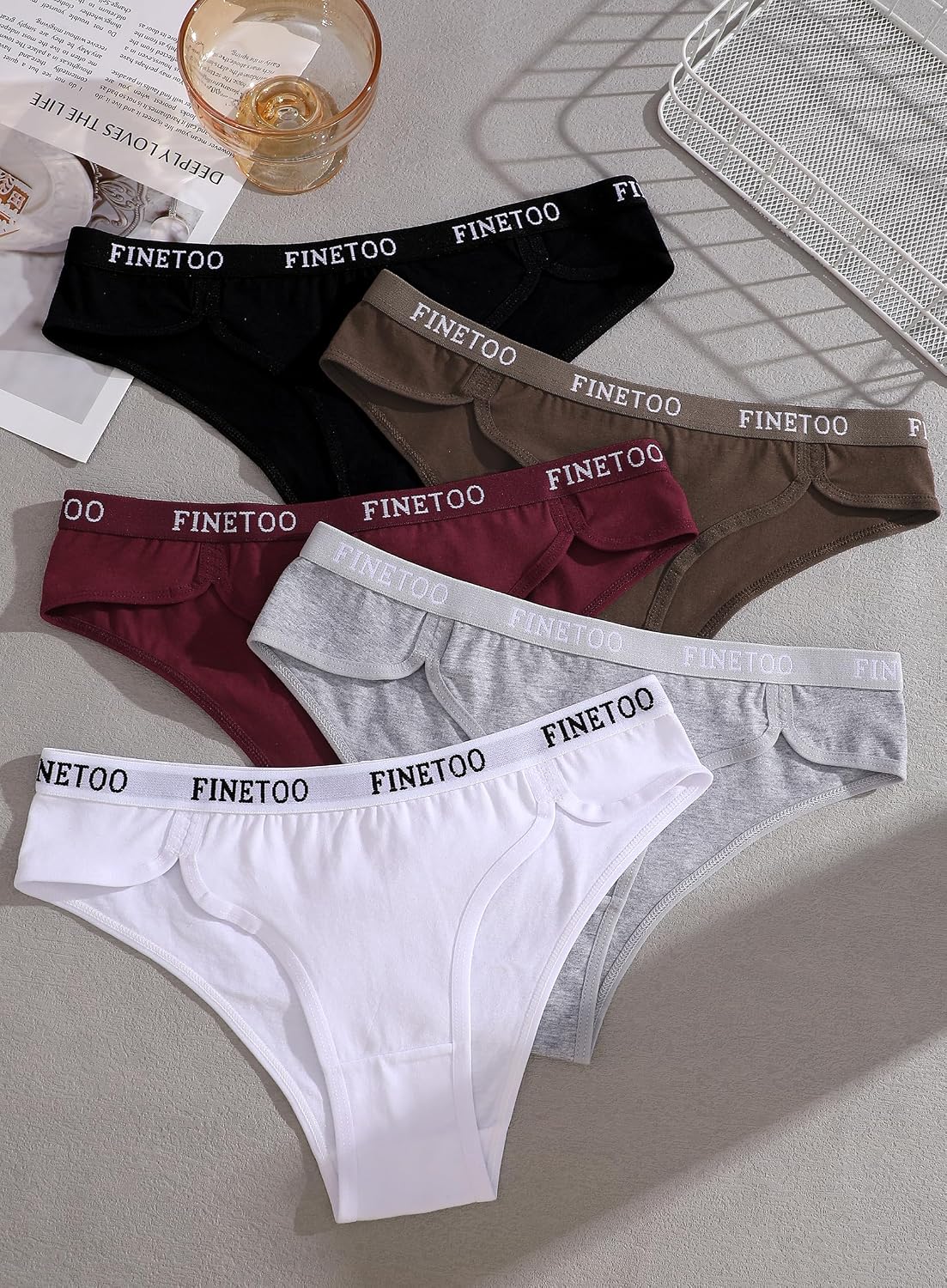 FINETOO Cheeky Cotton Bikini Panties 5-Pack — image 9
