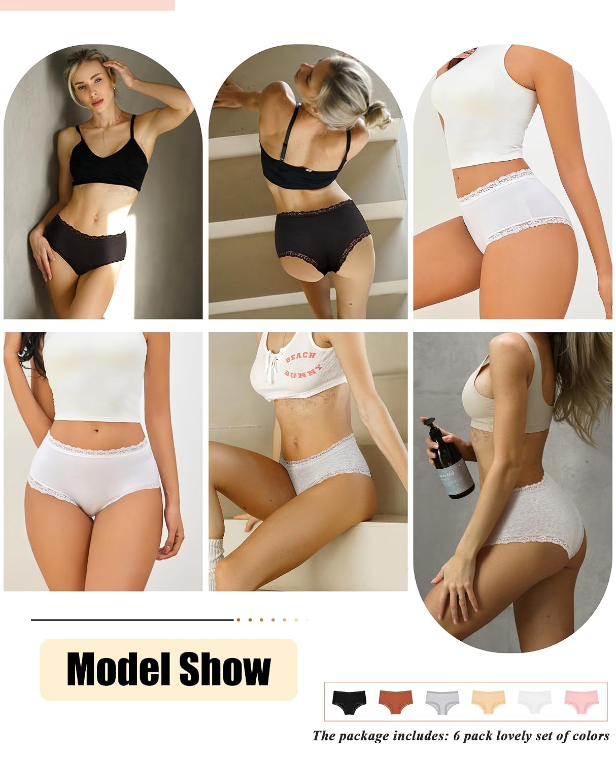 Sth Big Women's High Waist Lace Cheeky Panties 6-Pack — image 6