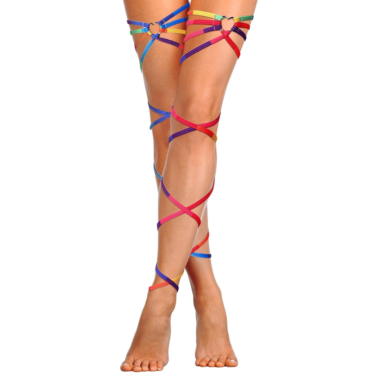 Rainbow Heart Leg Wraps for Pride
