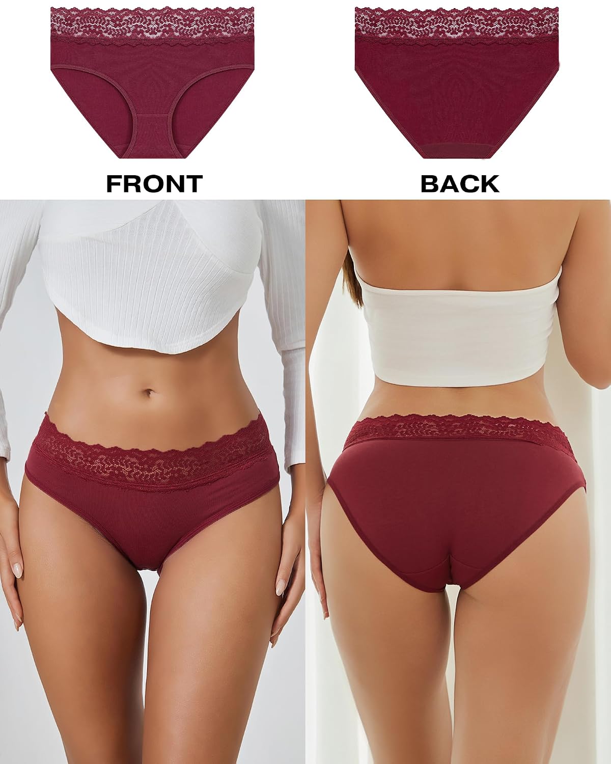 Women's Low Rise Lace Trim Hipster Panties 5-Pack — image 2