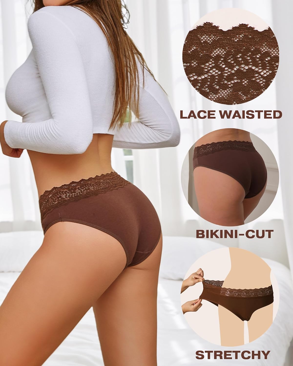 Women's Low Rise Lace Trim Hipster Panties 5-Pack — image 4