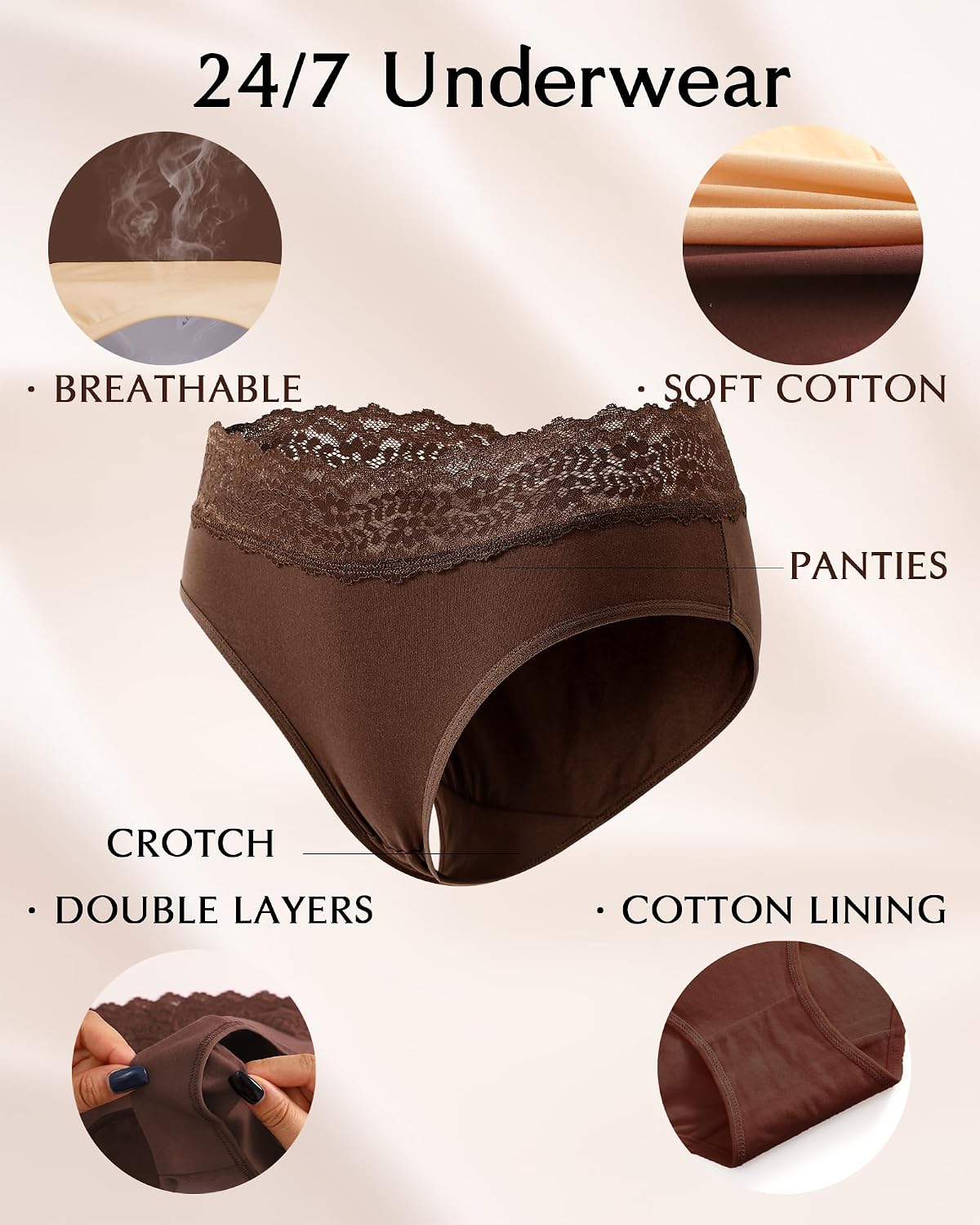 Women's Low Rise Lace Trim Hipster Panties 5-Pack — image 5