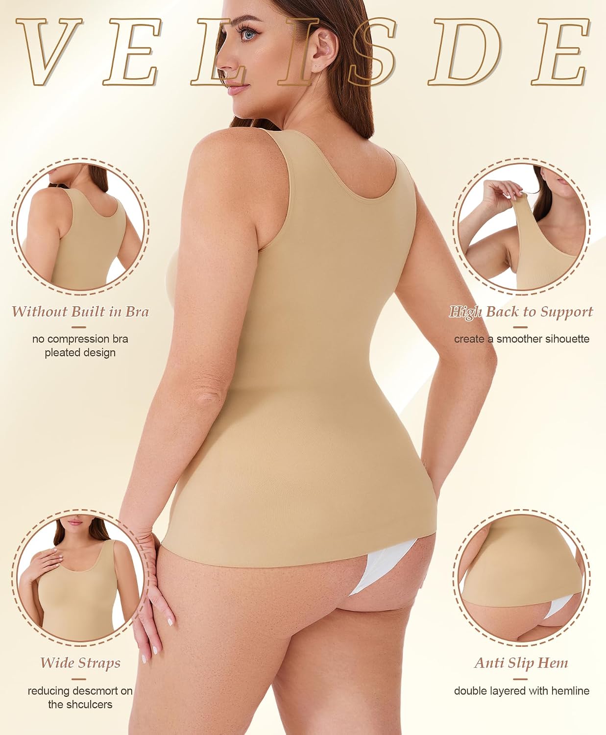 VELISDE Women's Plus Size Shapewear Tank Top — image 4