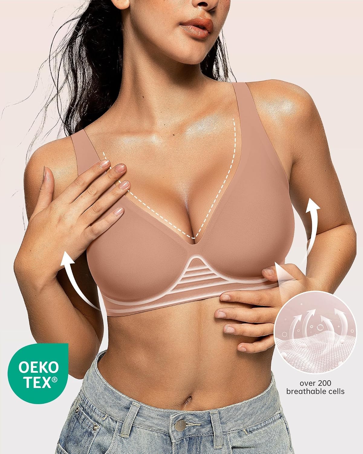 OEAK Women's Wireless Deep V Bralette — image 2