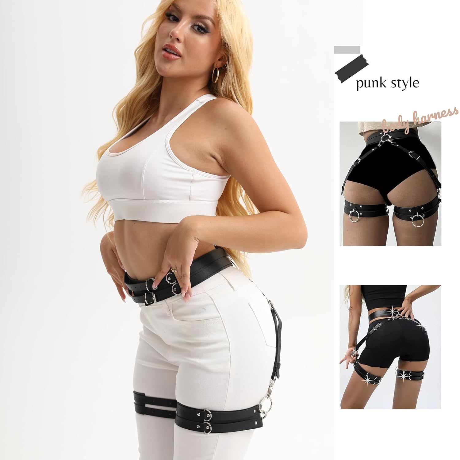 Aimery Gothic Leather Thigh Harness Garter Belt — image 4