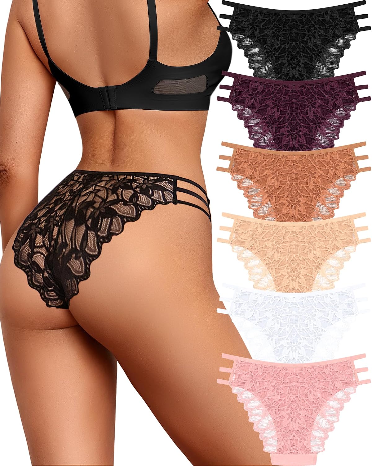 READY TO LOVE 6-Pack Lace Cheeky Panties