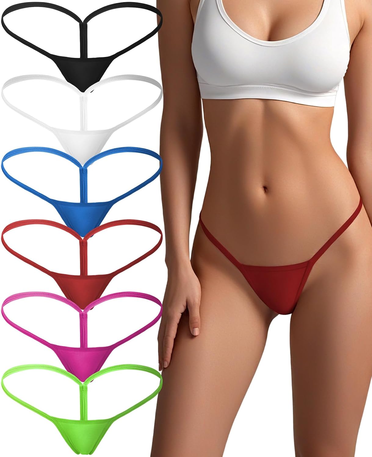 sosusu Cotton G-string Thong 6-Pack for Women