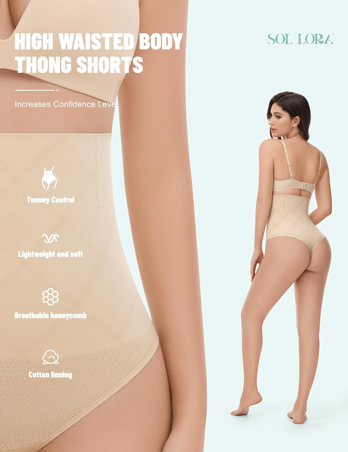 SOL LORA High Waisted Tummy Control Thong Shapewear — image 2