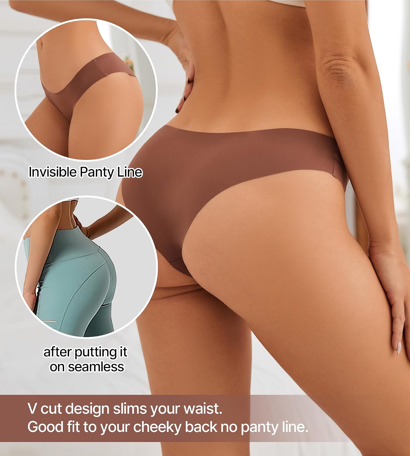 Simness Women's Seamless No Show Bikini 6 Pack — image 3
